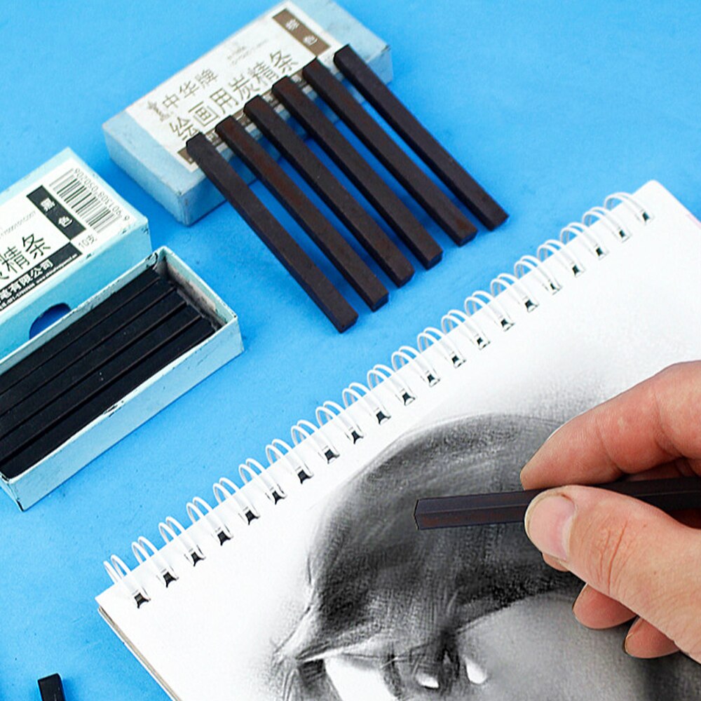 5PCS 검은 숯 바 갈색 숯 수용성 숯 연필 디자인 유형 드로잉 스케치 연필 스케치 그림